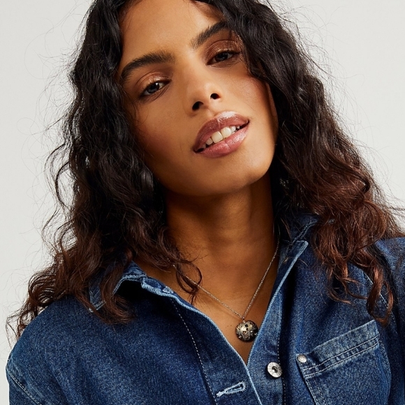 NWT Free People Gold Plated Orbit Multicolored Stones Necklace - Picture 4 of 8